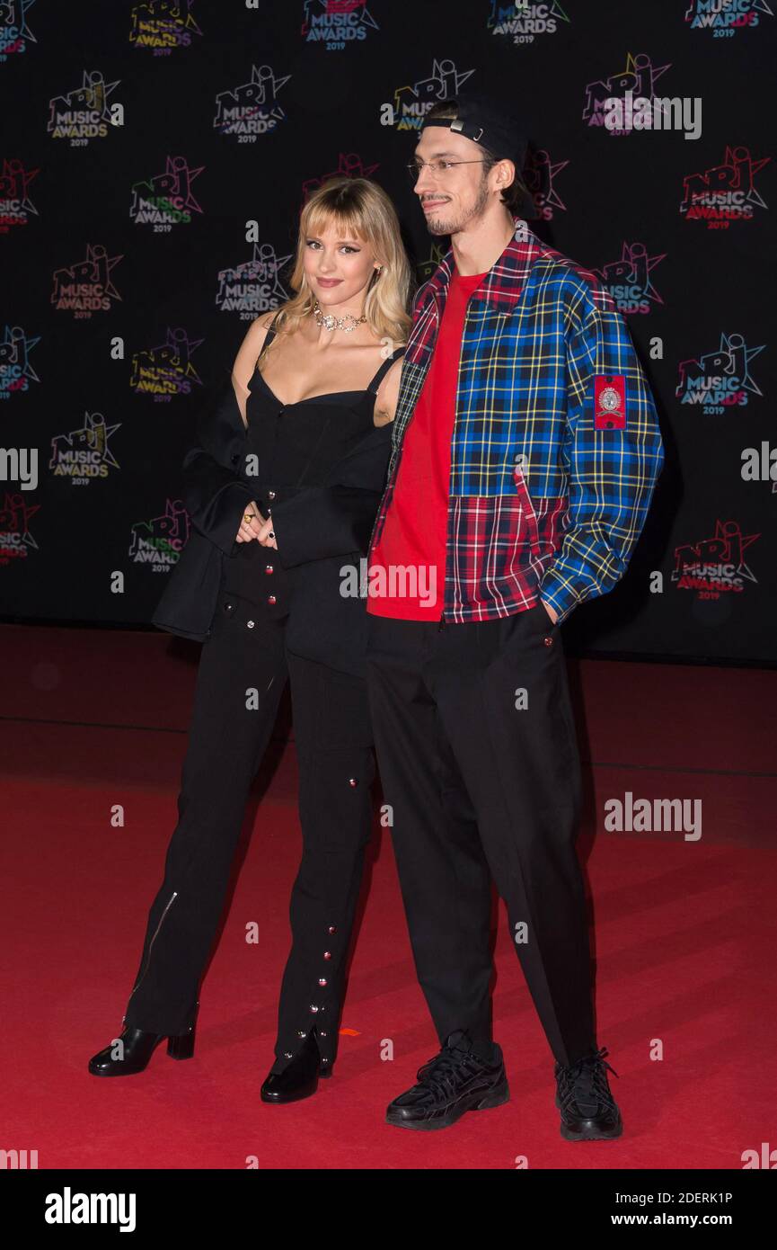 Angele and brother Romeo Elvis arriving to the 21st NRJ Music Awards