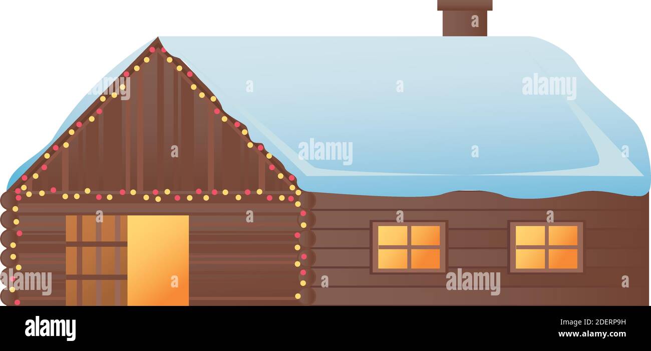 wooden house with snow in roof vector illustration design Stock Vector ...