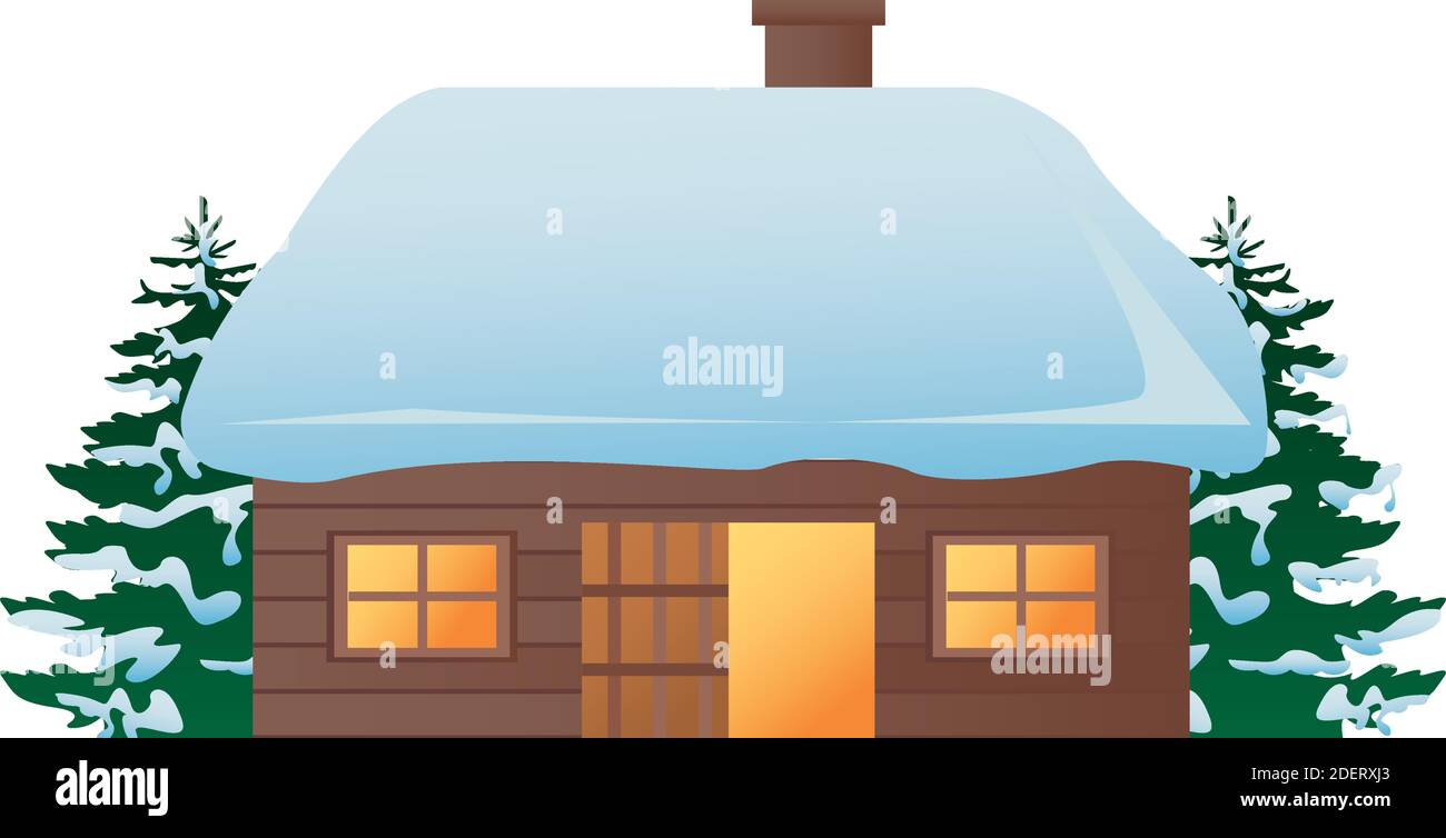 beautiful house in winter landscape scene vector illustration design ...