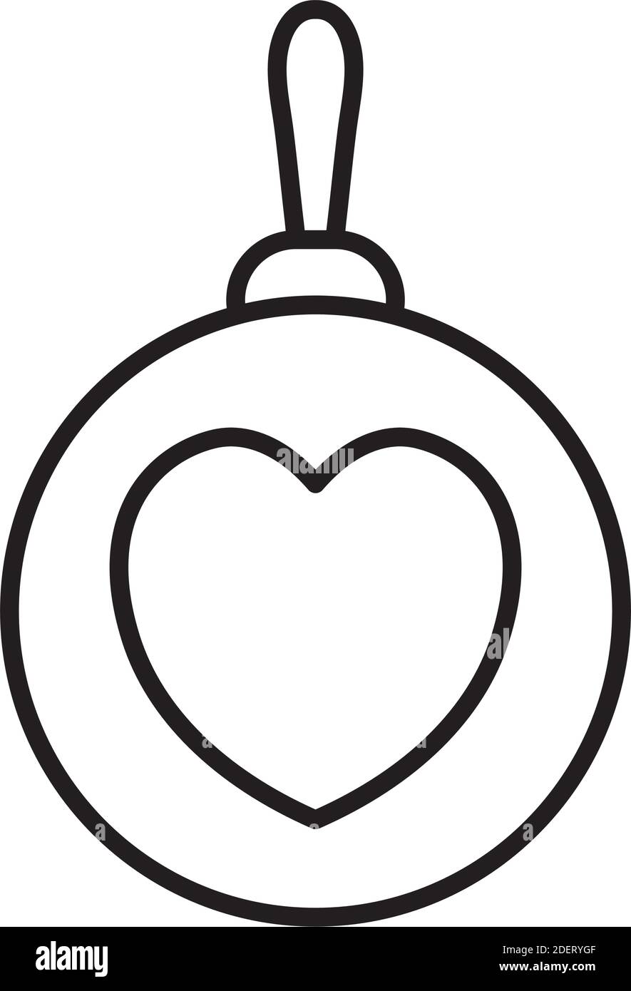 happy merry christmas ball with heart line style icon Stock Vector ...
