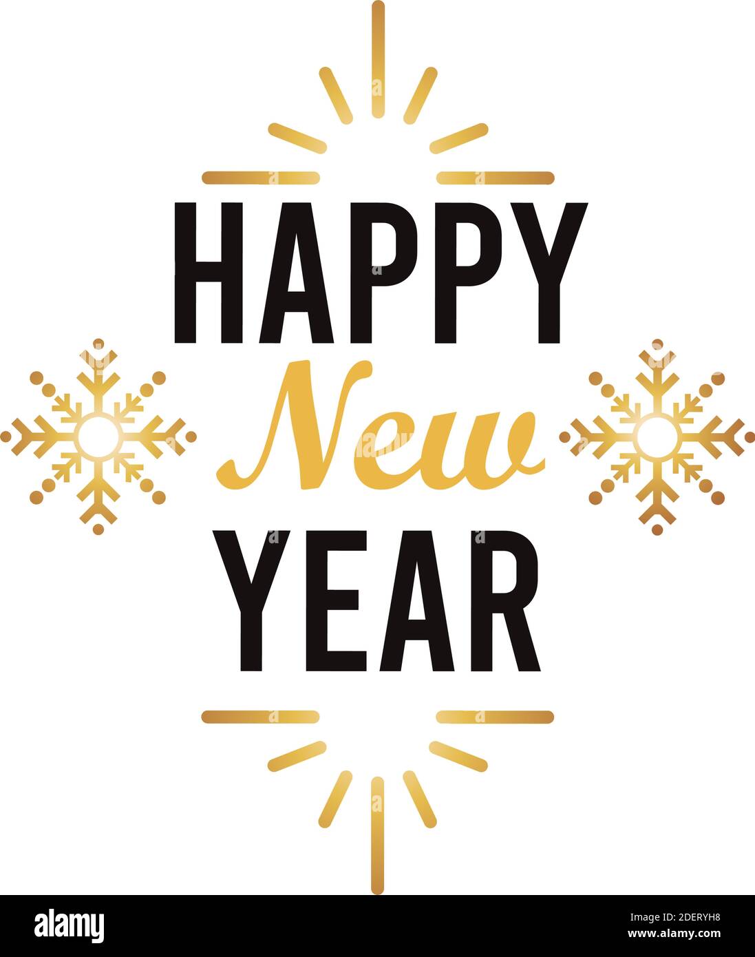 happy new year lettering card with vector illustration design Stock ...