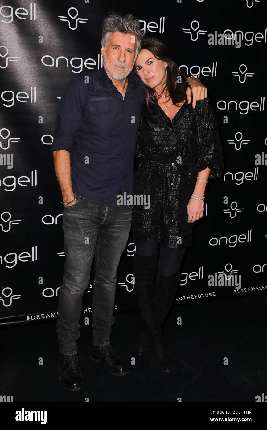 Marc Simoncini and wife Ingrid Aleman attending the Angell Launch Party at  the Bridge in Paris, France on November 19, 2019. Marc Simoncini presented  Angell, his new intelligent electric bike, designed by