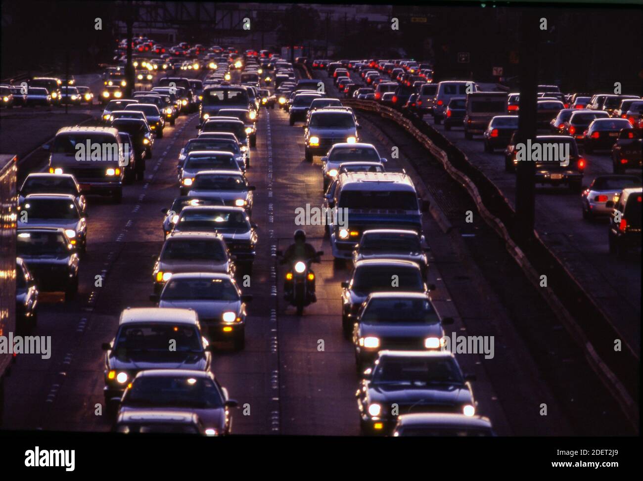 Rush hour traffic on crowded freeway Stock Photo Alamy