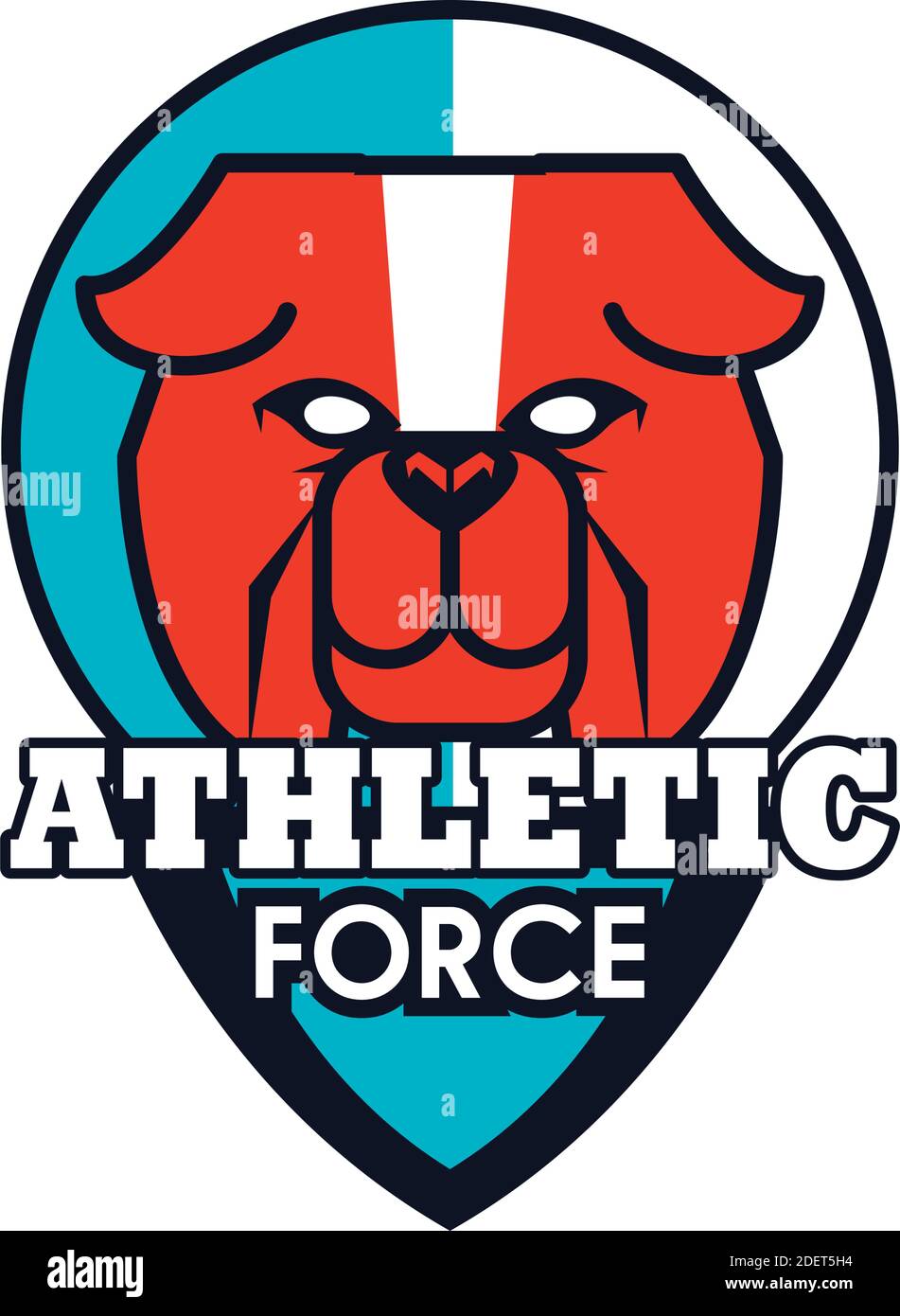 bulldog head animal emblem icon with athletic force lettering vector ...