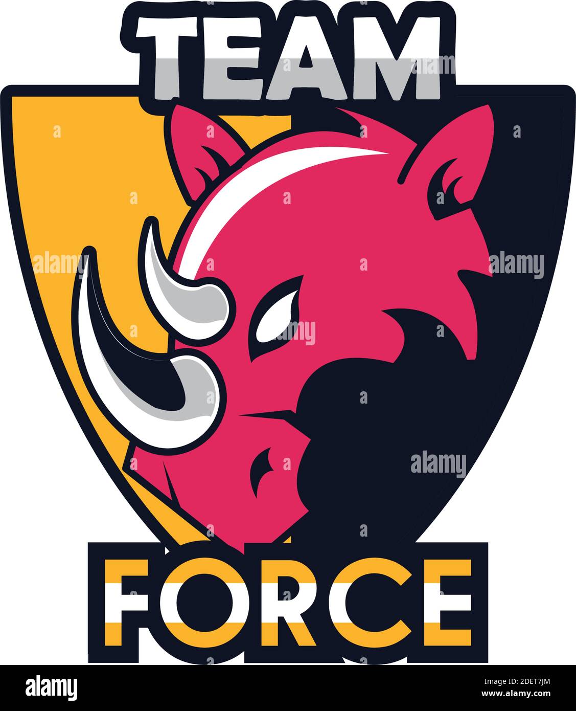 rhino head animal in shield emblem icon with team force lettering ...
