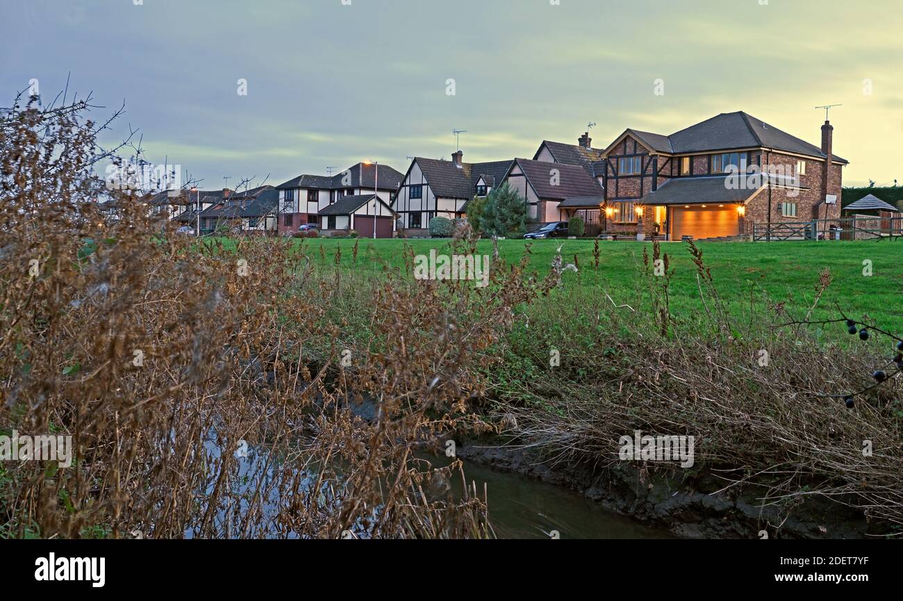 The River Crouch and the houses on Riverside Walk at Wickford, Essex. UK Stock Photo