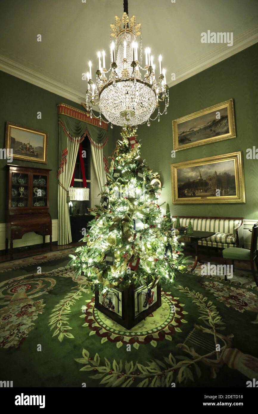 The Green Room of the White House is seen decorated for the Christmas ...