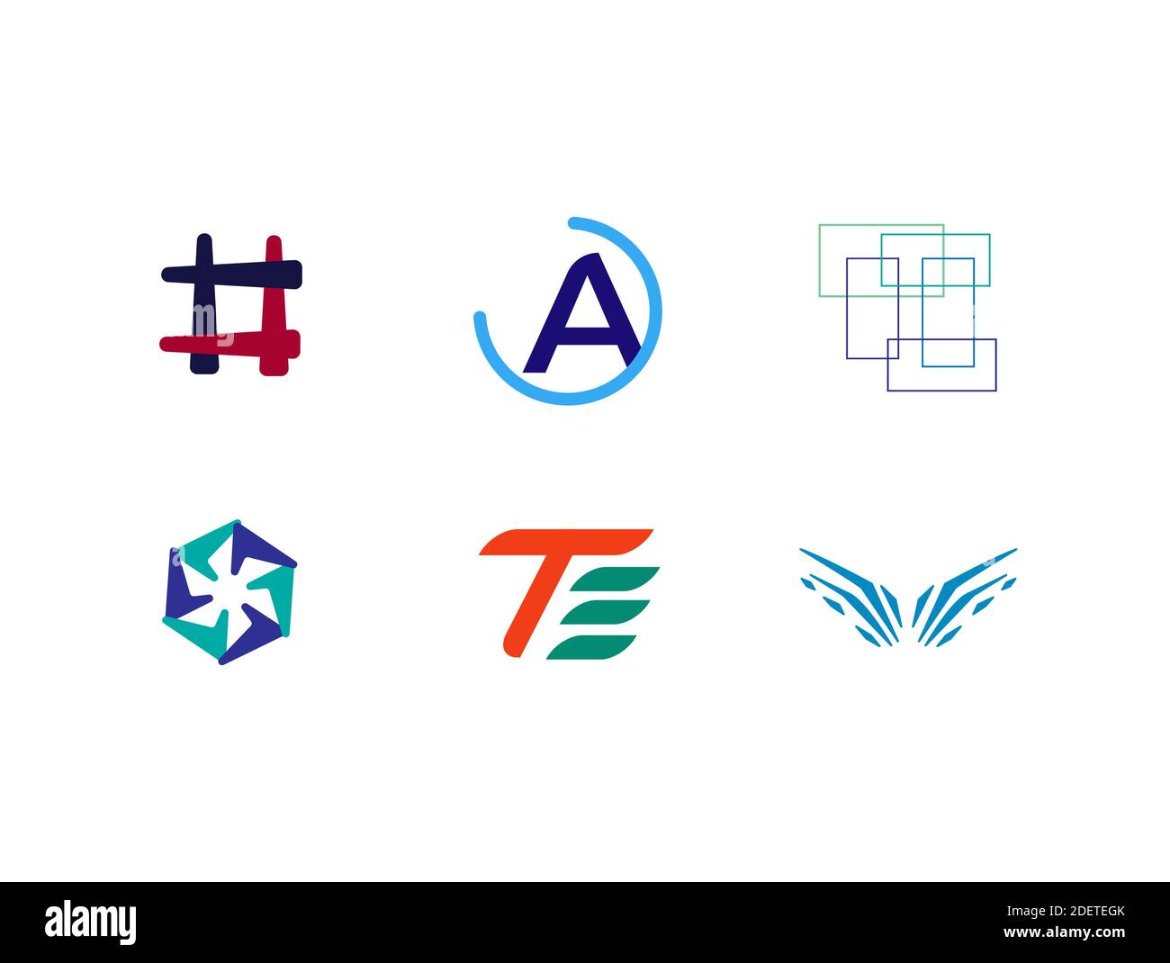 Abstract colorful logo and icon design vector template set Stock Vector