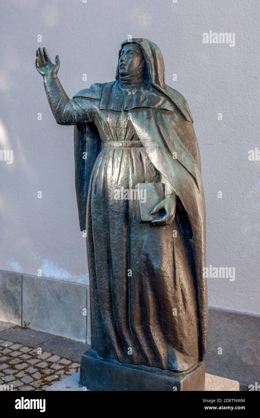 Statue of Saint Birgitta, Nockeby (Sweden) Stock Photo