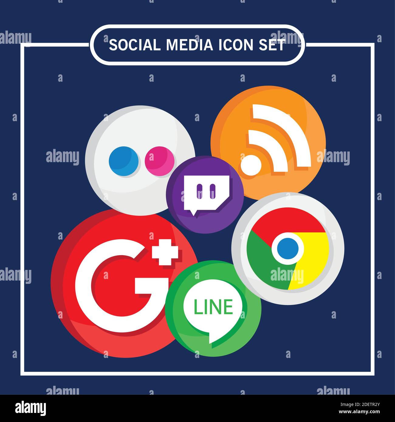 bundle of six social media set icons and lettering Stock Vector Image ...