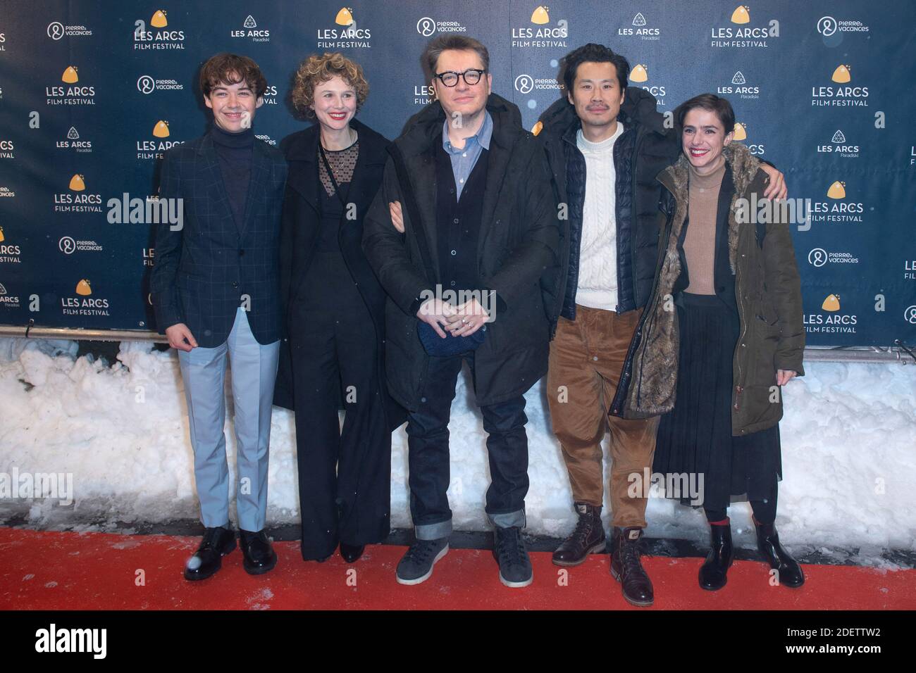Alex Lawther, Anna Maria Sturm, Regis Roinsard, Frederic Chau and Maria Leite attending the Opening Ceremony of the 11th Les Arcs Film Festival in Les Arcs, France on December 14, 2019. Photo by Aurore Marechal/ABACAPRESS.COM Stock Photo