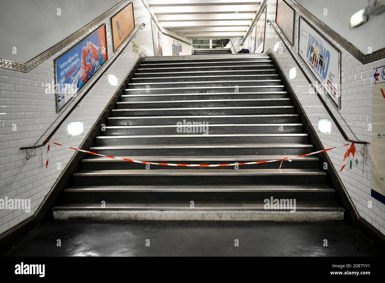 Illustration of Paris Metro Strikes at the line 6 of Nation subway station in Paris, France, on