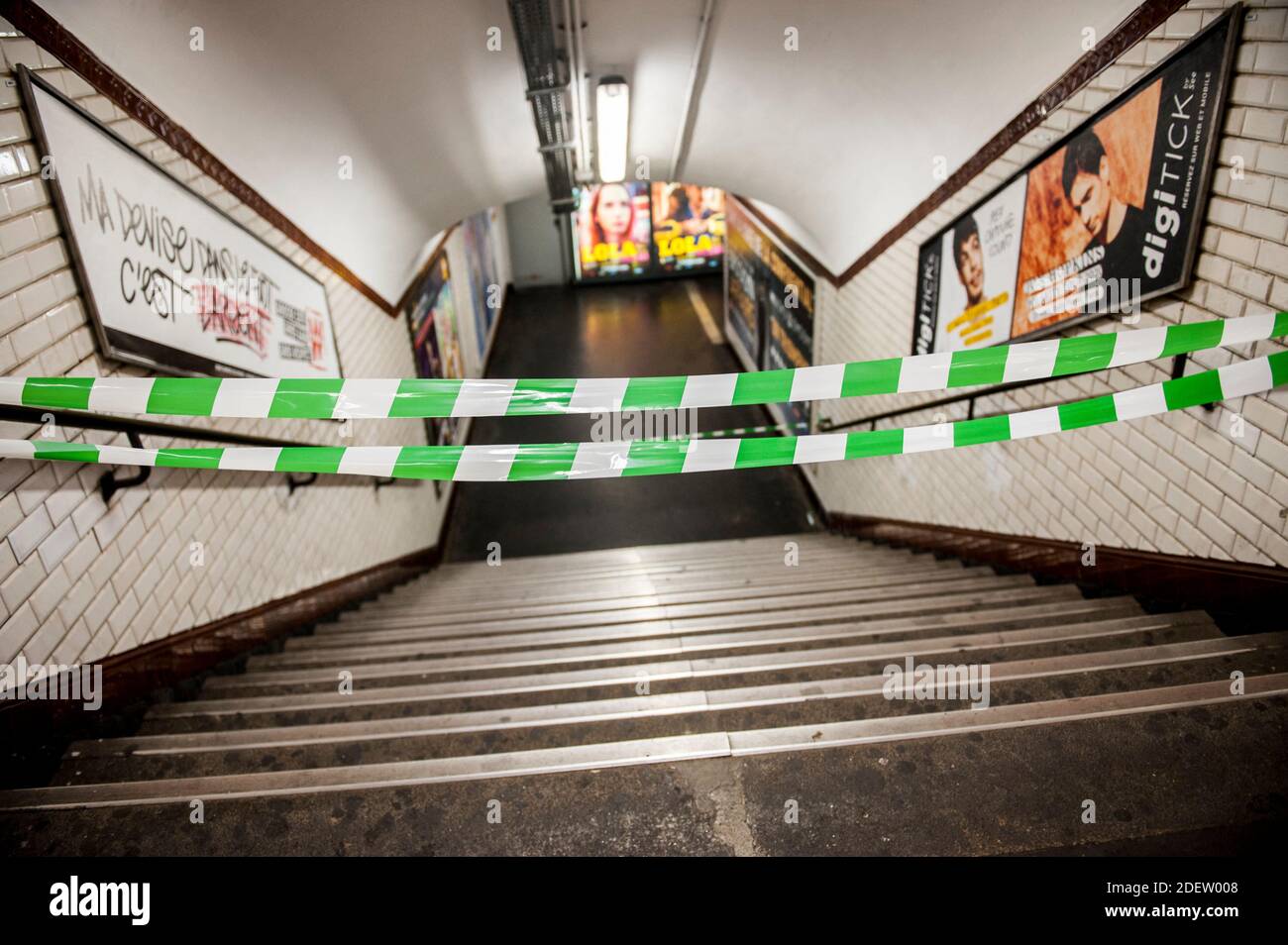 Illustration of Paris Metro Strikes at the line 6 of Nation subway station in Paris, France, on