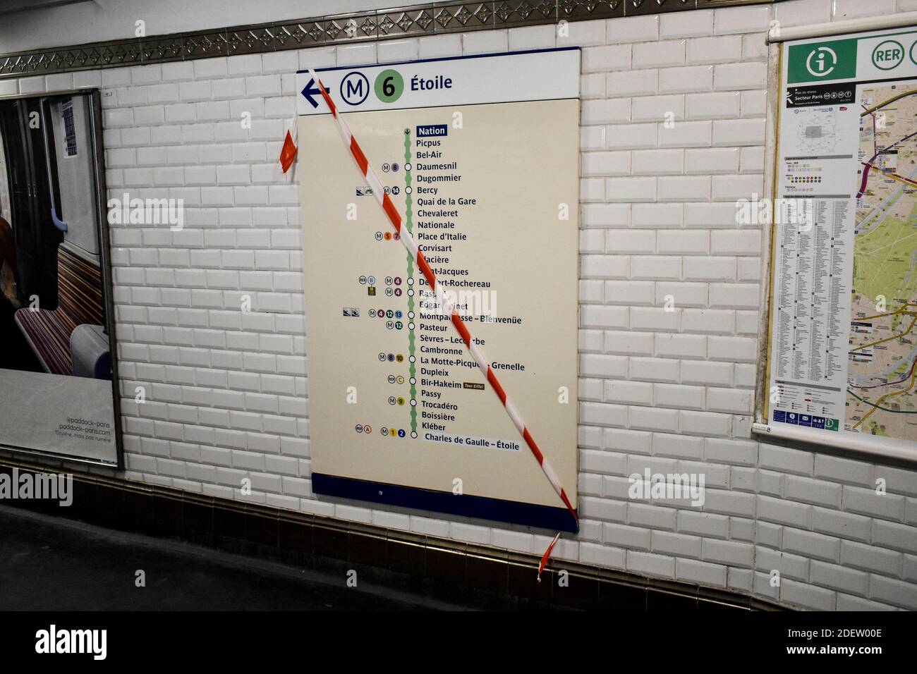 Illustration of Paris Metro Strikes at the line 6 of Nation subway station in Paris, France, on