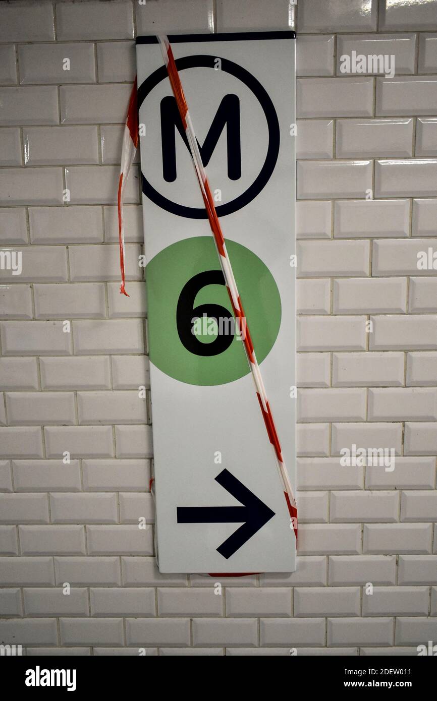 Illustration of Paris Metro Strikes at the line 6 of Nation subway station in Paris, France, on