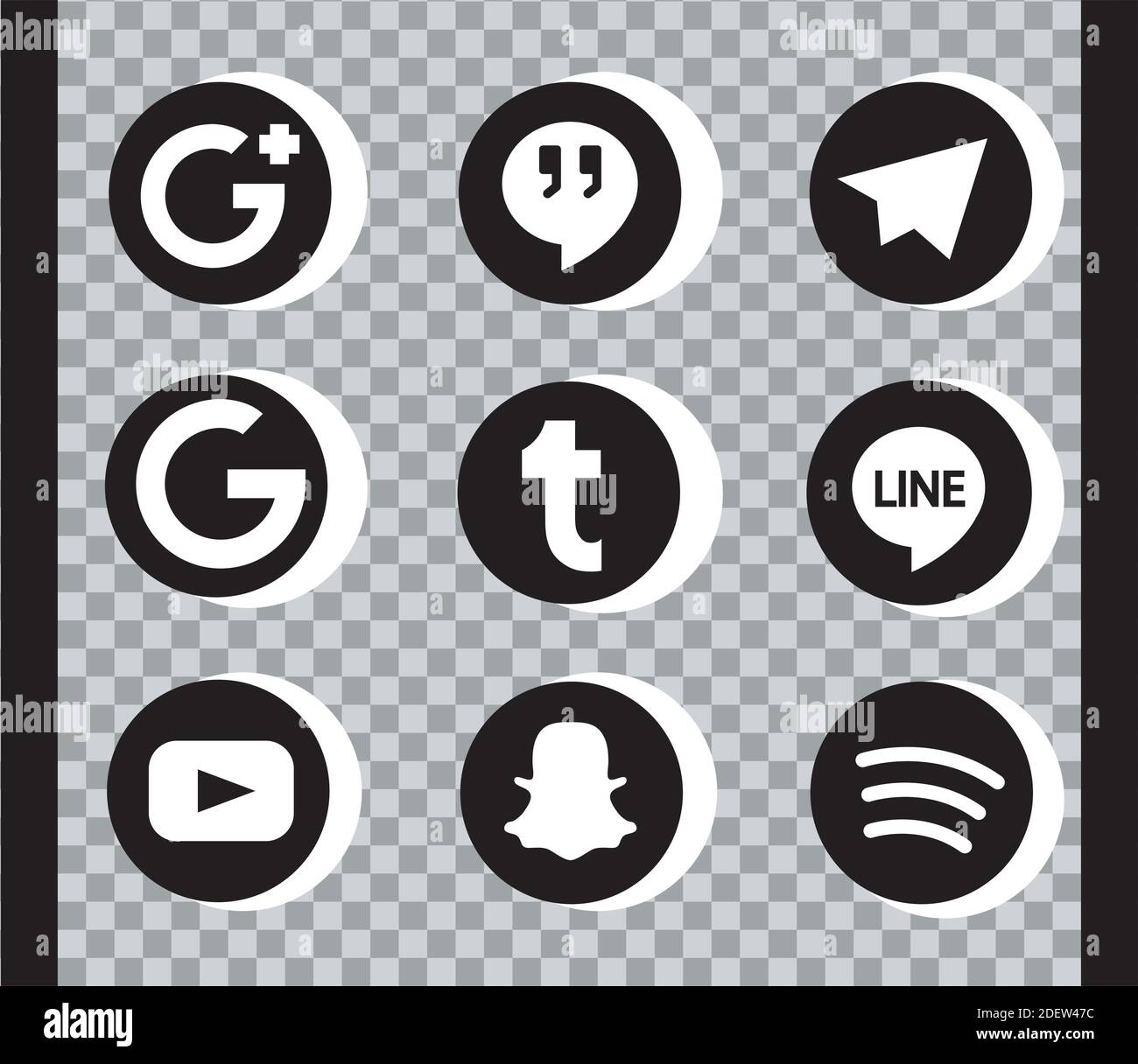 bundle of nine social media set icons in black background Stock Vector ...