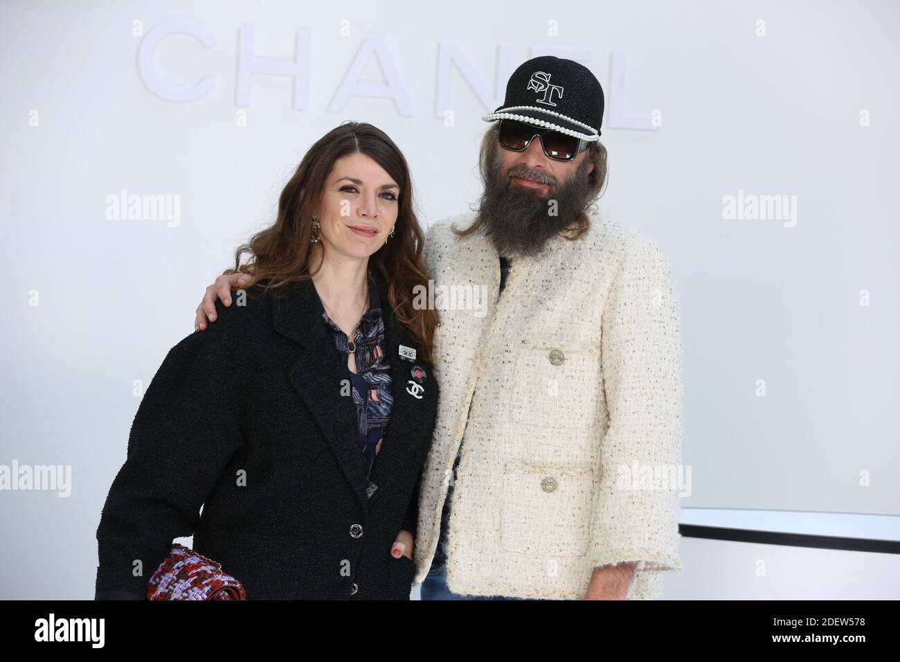 Amandine de la Richardiere and Sebastien Tellier attending the Chanel show as part of the Paris Fashion Week Womenswear Fall/Winter 2020/2021 in Paris, France on March 03, 2020. Photo by Jerome Domine/ABACAPRESS.COM Stock Photo