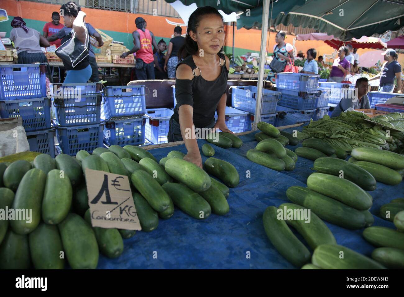 CAYENNE, FRENCH GUYANA -NOVEMBER 13: Hmongs market in November 20, 2019 in Cayenne, French Guiana.The Hmong are a Southeast Asian people from the mountains that have been persecuted for 40 years by Laos and Vietnam gouvernements. It was the Vietnam war that broken their isolation. After having fought for their freedom with the French Army in 1950 and American in 1970 many Hmongs are today refugees in French Guyana and in the USA.(Photo by Patrick Aventurier/ABACAPRESS.COM) Stock Photo