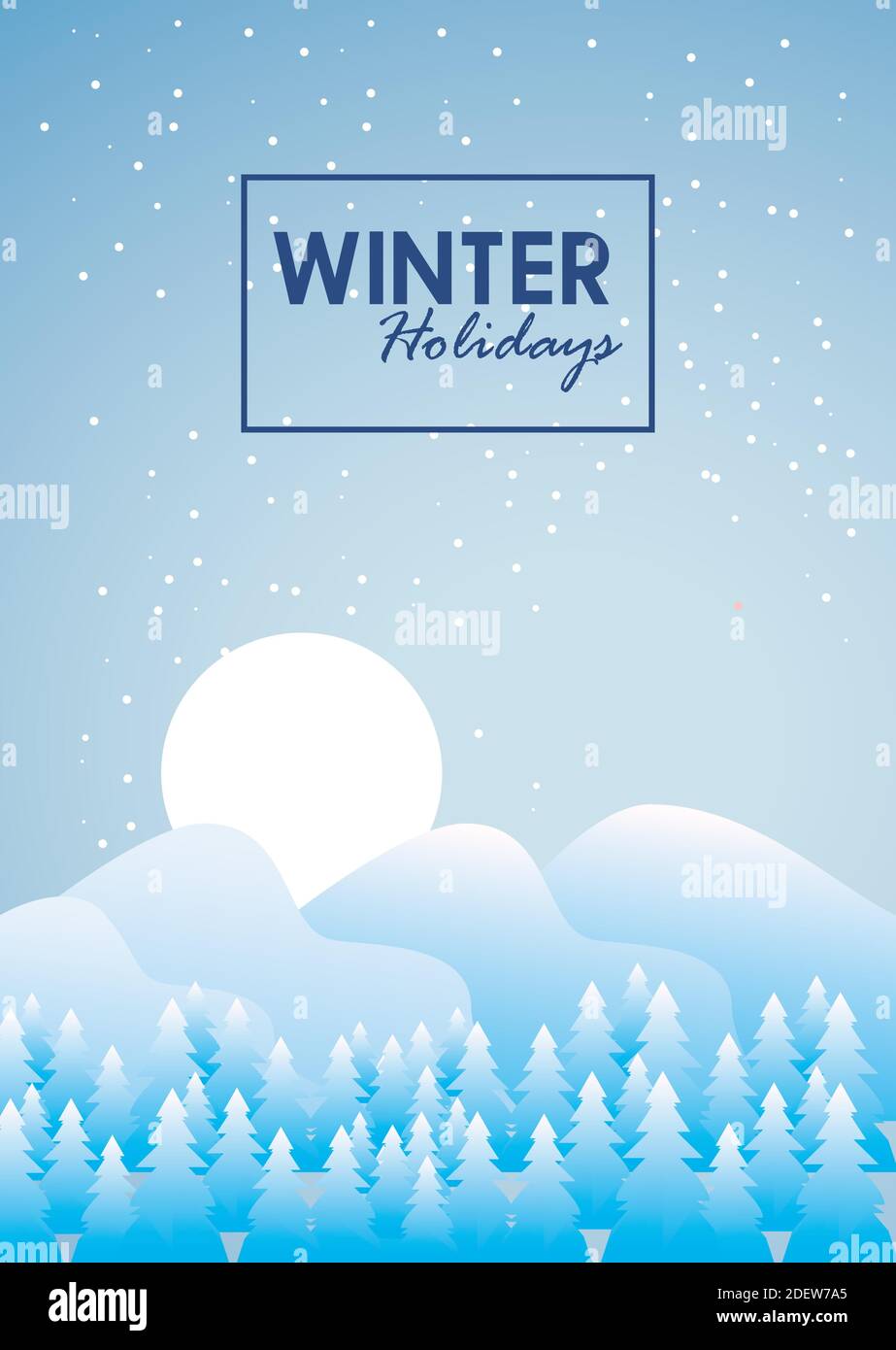 beauty blue winter landscape snow storm and forest scene vector ...