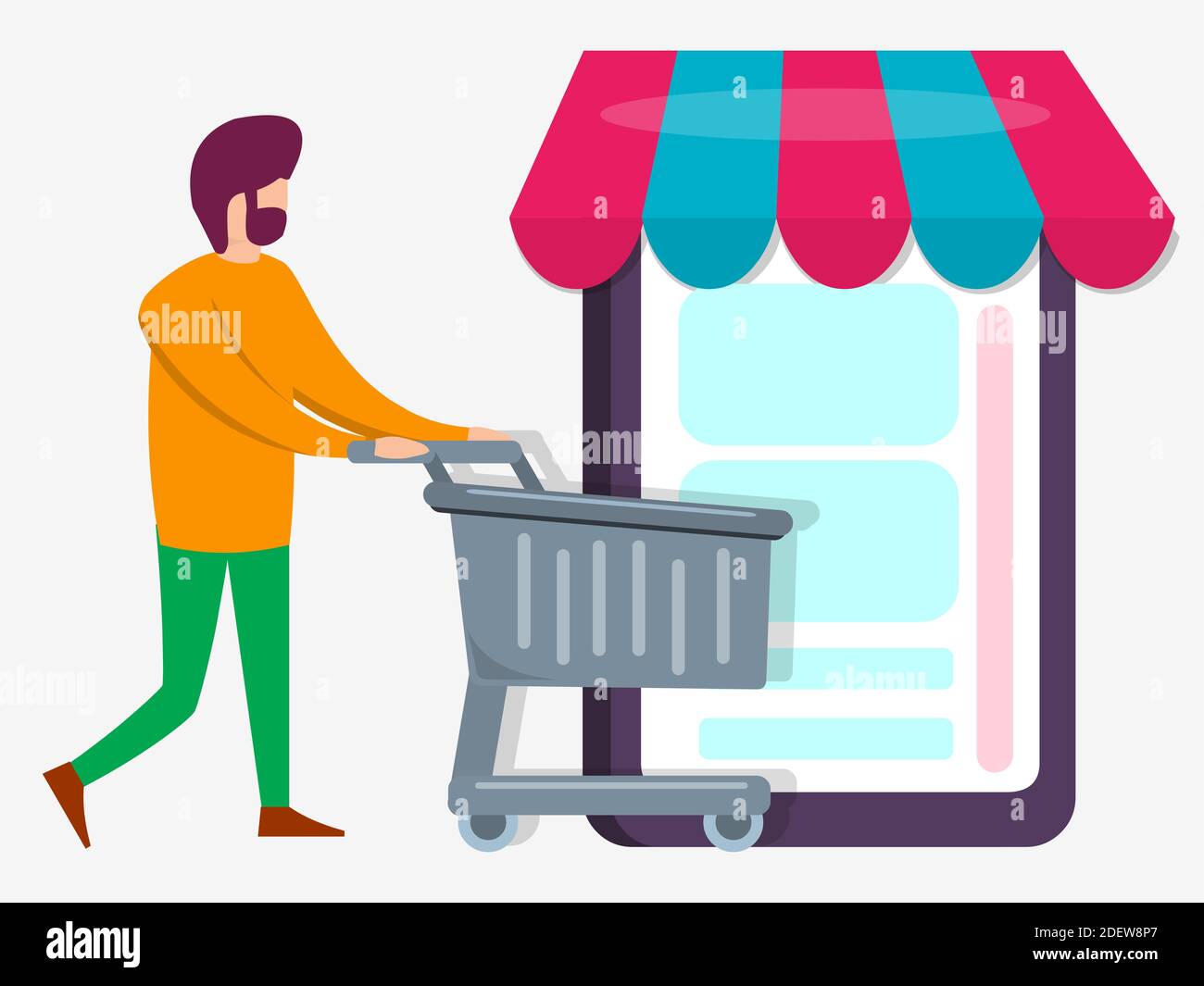 man shopping online concept vector illustration Stock Vector