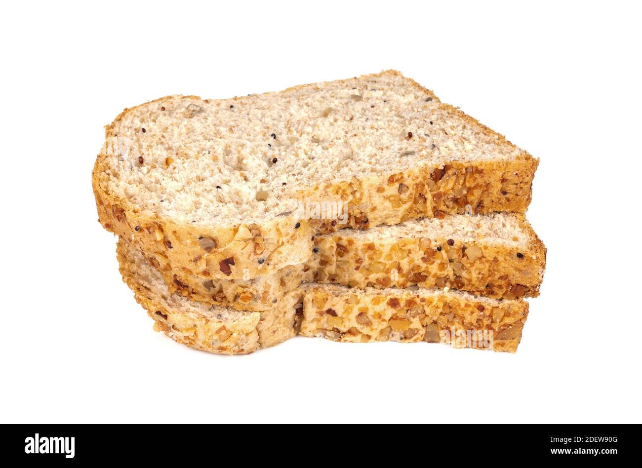 Slice of a whole wheat bread isolated on a white background Stock Photo ...