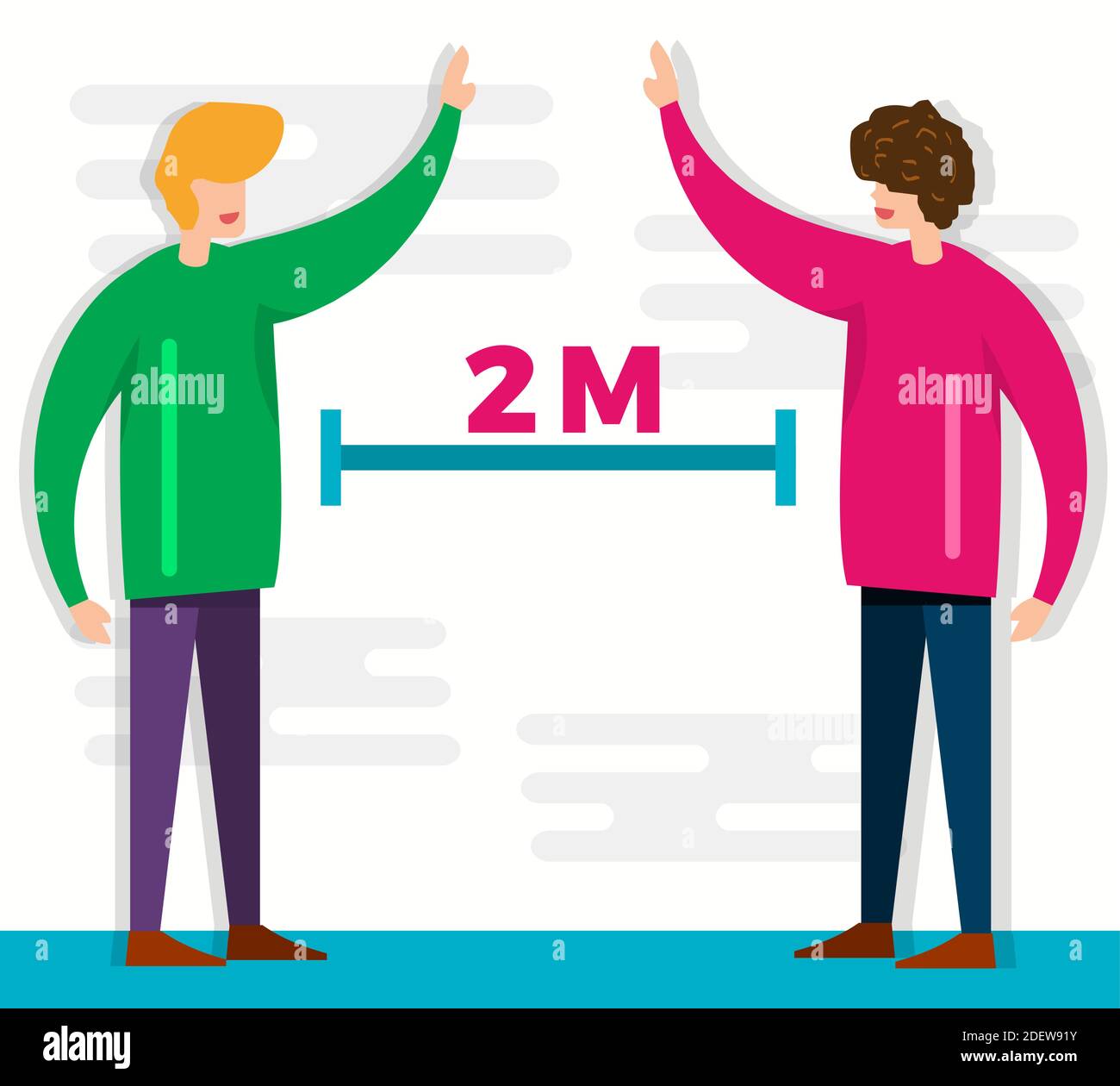 young people do social distancing vector illustration Stock Vector