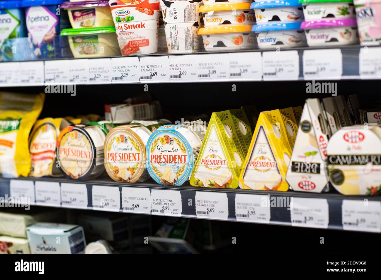 Gdansk, Poland. 01st Dec, 2020. Dairy products seen at the grocery store.  Credit: SOPA Images Limited/Alamy Live News Stock Photo - Alamy