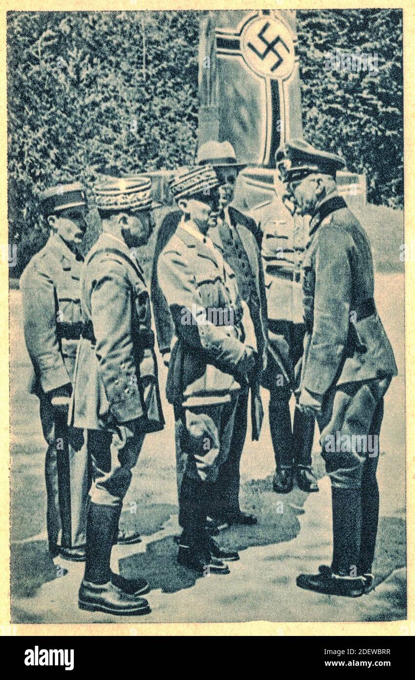 Marshal Petain starts colaborating with Nazy Germany. Petain made his first broadcast to the French people at 12:30 on June 16, 1940. Stock Photo