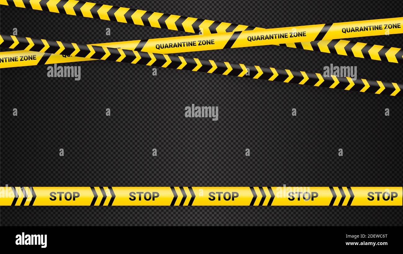 Quarantine danger tape. Covid 19 and quarantine zone yellow warning