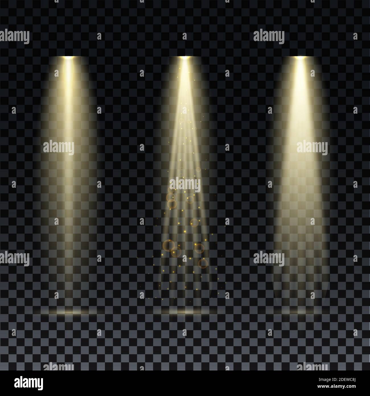 Gold spotlight. Bright lighting with spotlights of the stage on