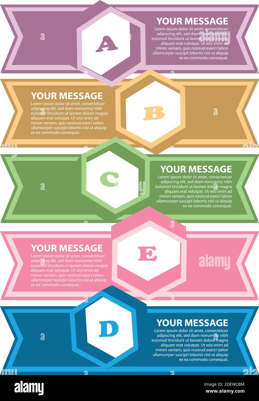 Simple layout design of five options with area for own copy. Vector ...