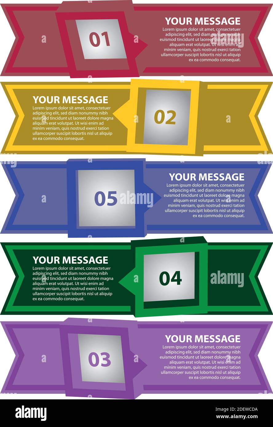 Simple layout design of five options with area for own copy. Vector ...