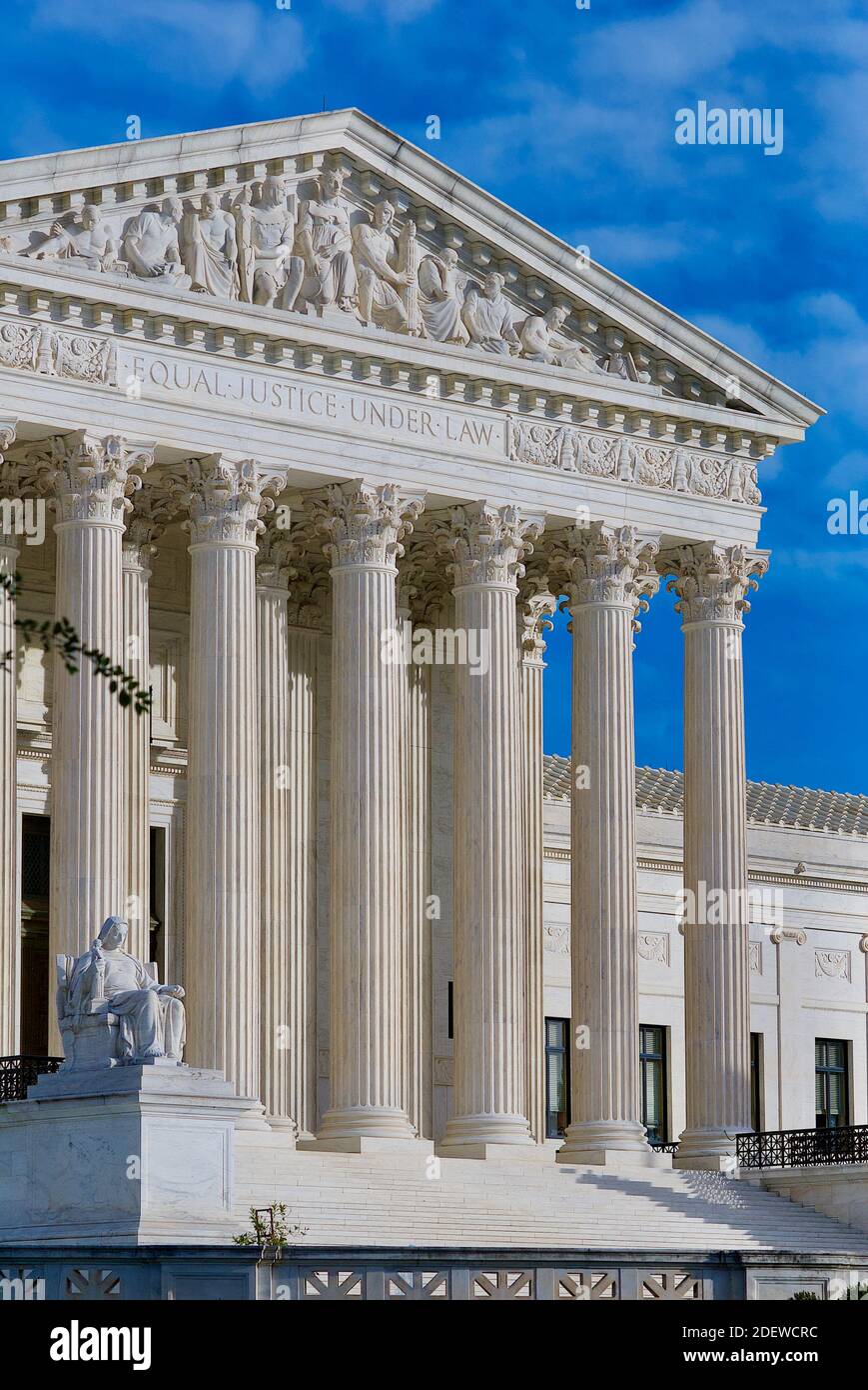 Washington, D.C. - November 3, 2020: Sunlight bathes the U.S. Supreme Court Building on Election Day for President of the United States. Stock Photo