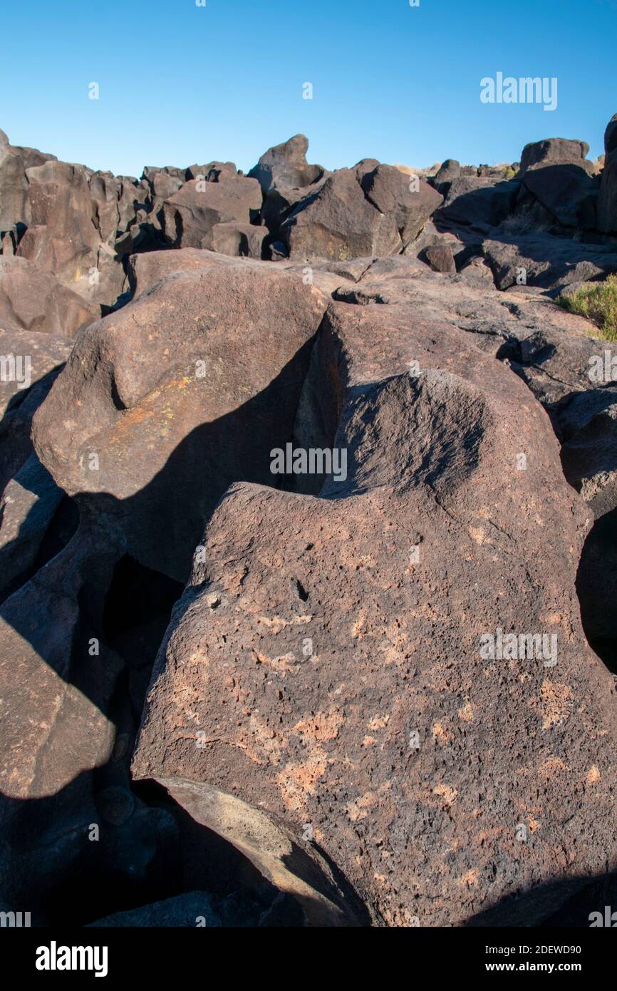 Fossil Falls is a dry riverbed that at one point featured a waterfall ...