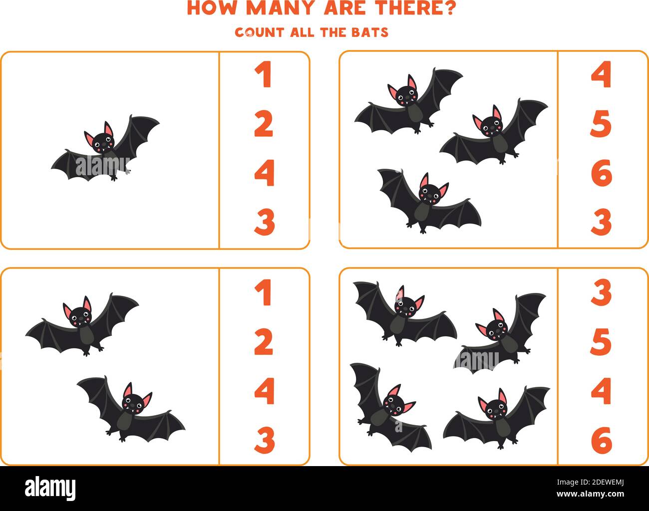 Count all vampire bats and circle right answer. Educational math game