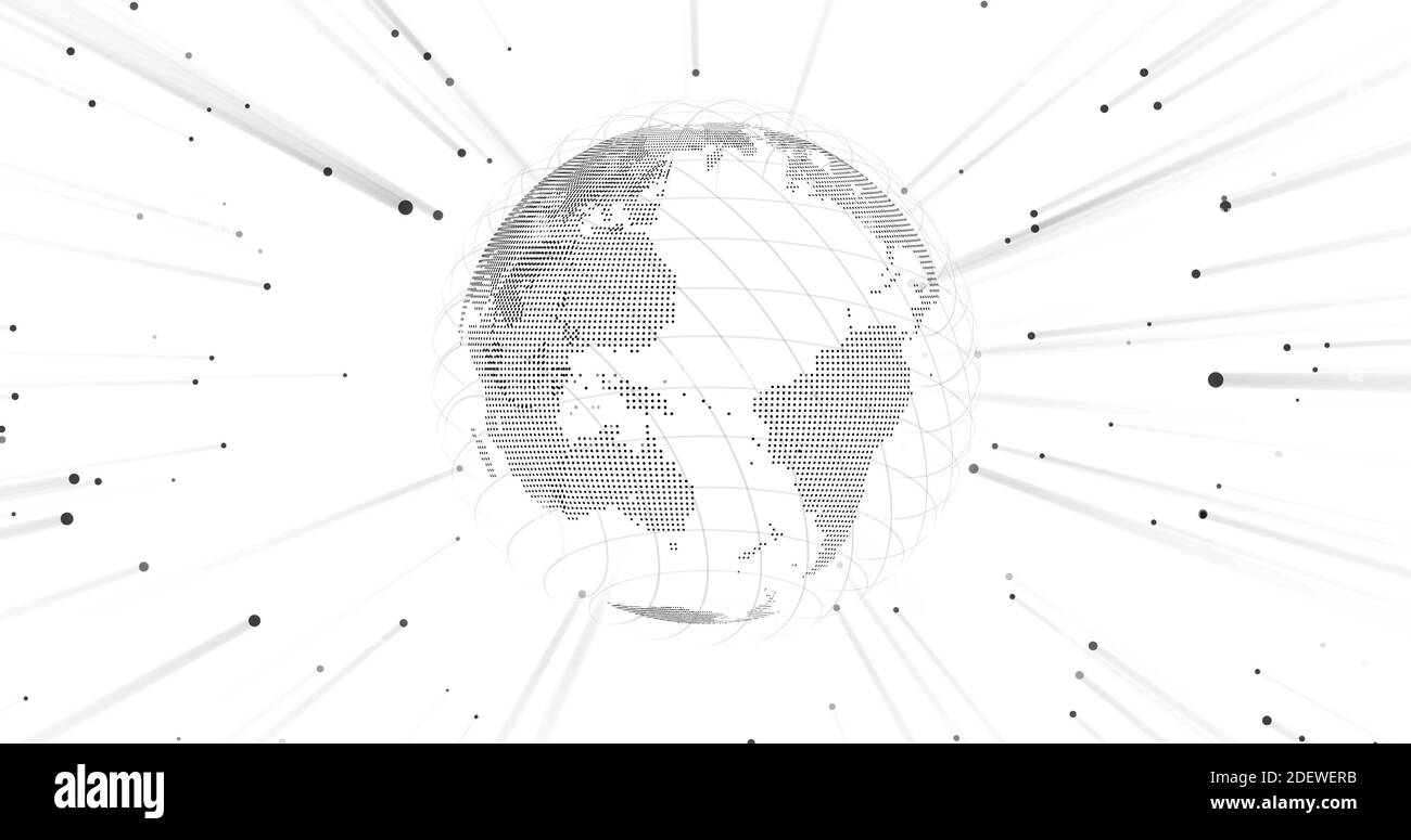 Techy earth isolate on white. Black and white earth. Dot particle