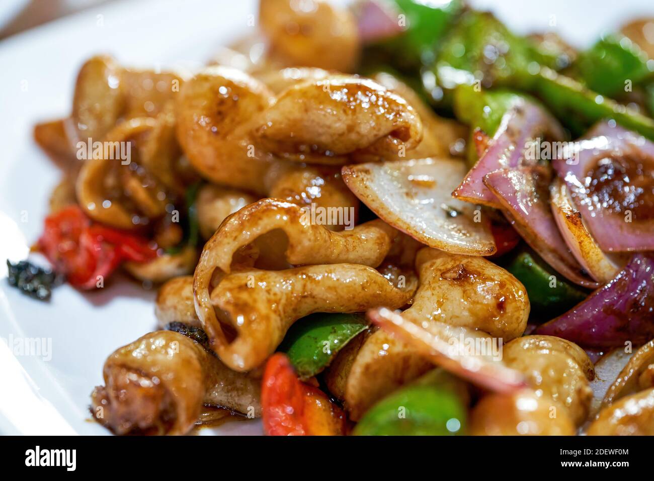 A delicious Chinese dish, fried pork intestines Stock Photo Alamy