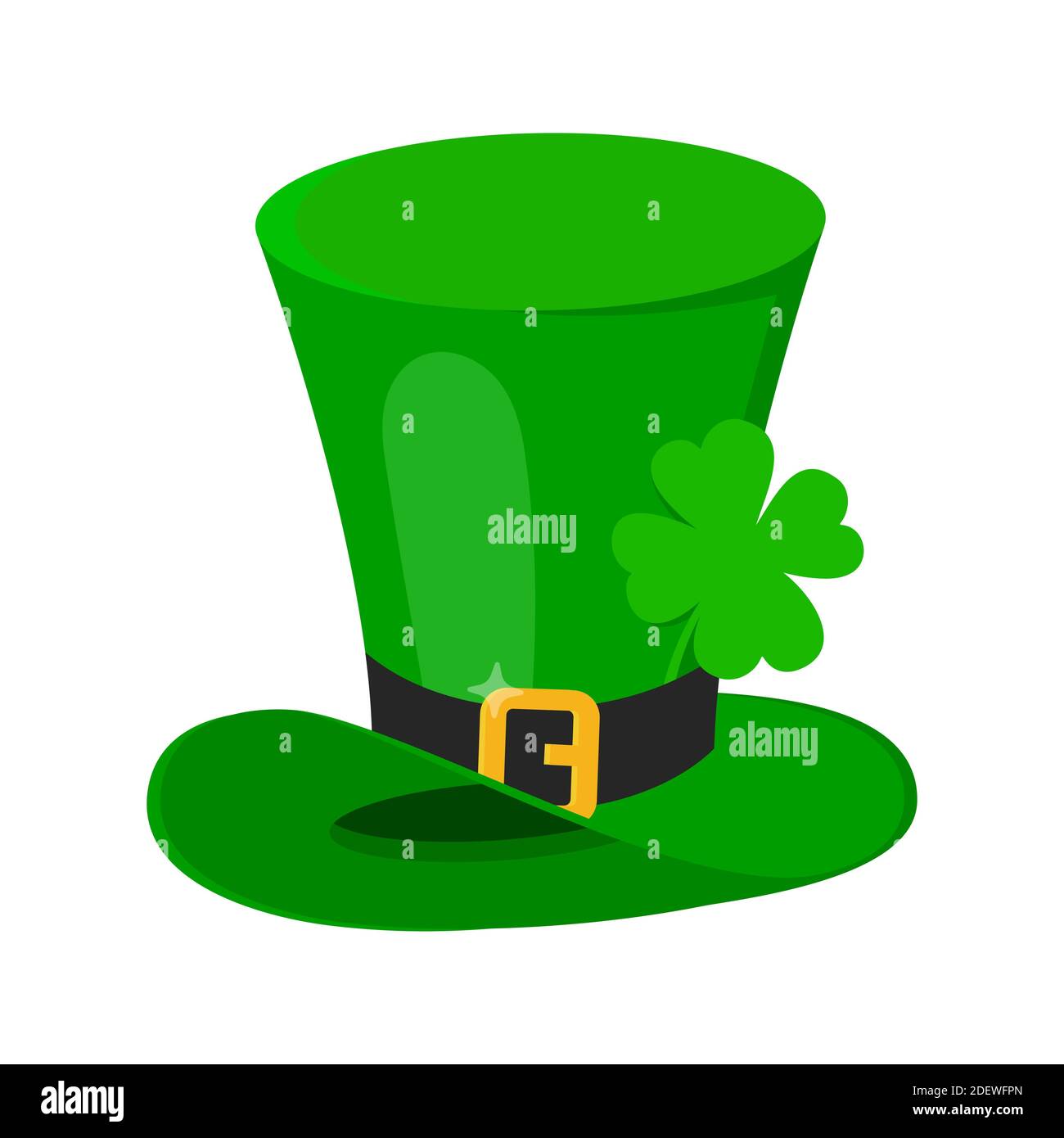 Saint Patrick Day leprechaun green hat with shamrock clover leaf icon ...
