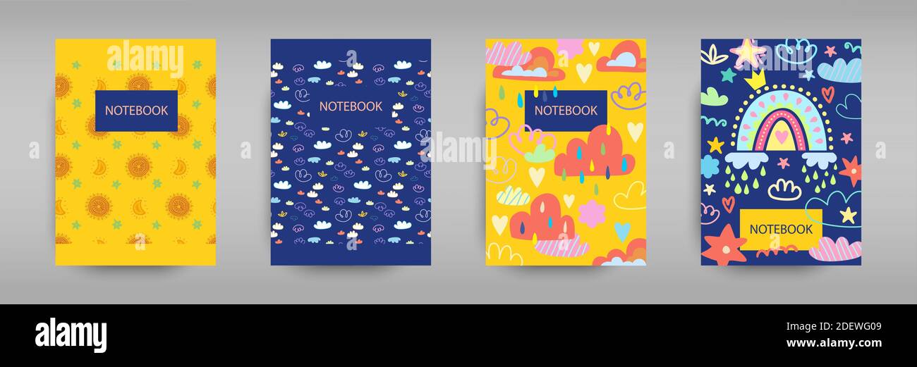 Set iridescent covers for notebooks with boho rainbows Stock Vector