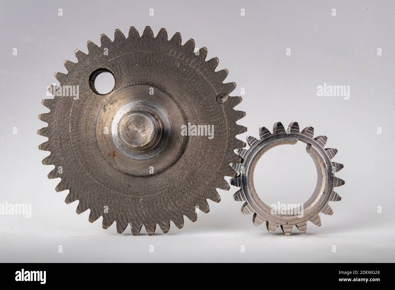 Metal gears used in mechanical transmissions. Spare parts used in car