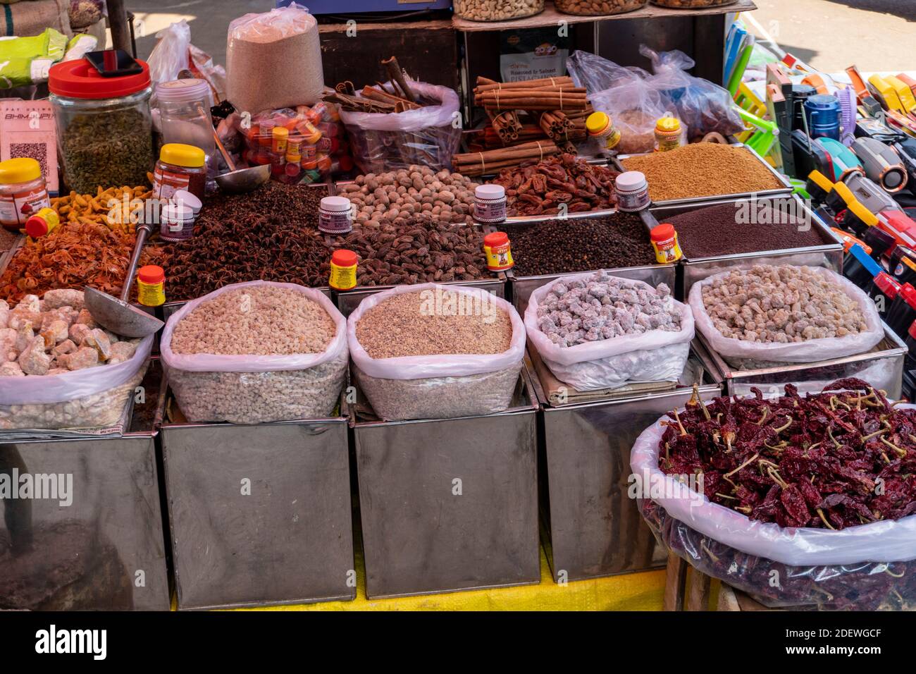 Goa India 11 November 2020 Food spice stall at Mapusa Market in Goa
