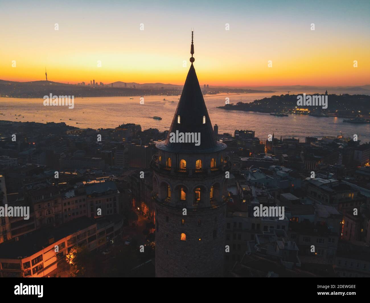 Aerial view of Galata Tower of istanbul Turkey Stock Photo