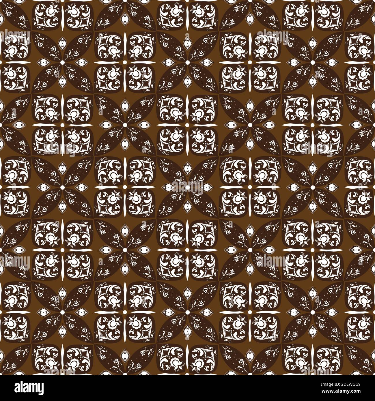 Beautiful flower patterns on Central Java batik design with good dark brown color concept