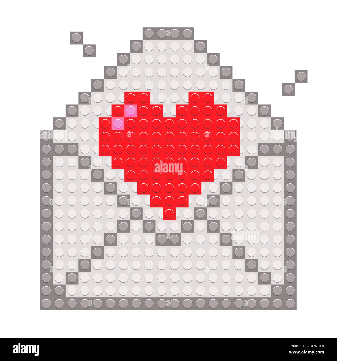 Red heart in envelope with pixel brick blocks toy. Vector cartoon icon  illustration Stock Vector Image & Art - Alamy