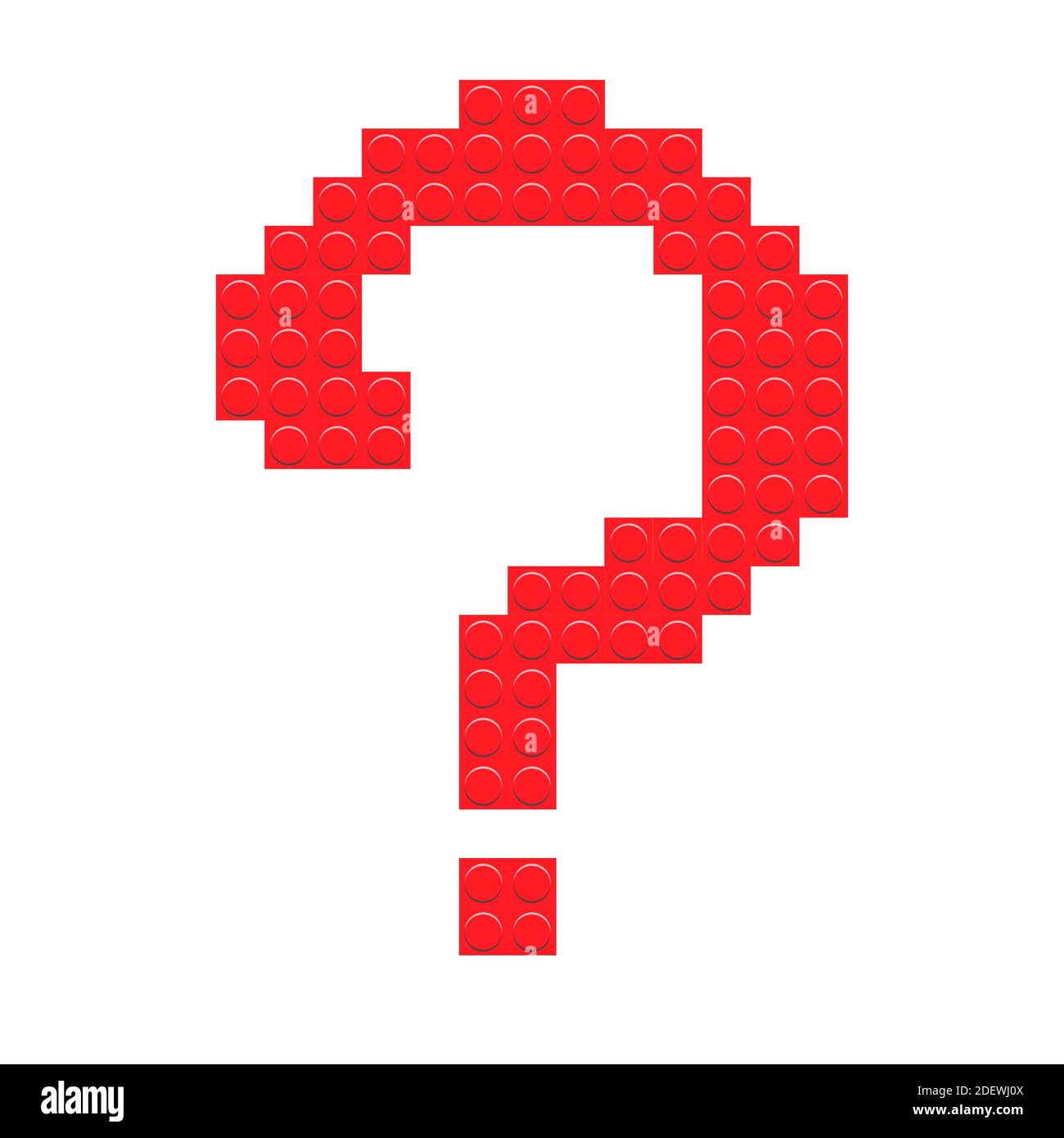 Red question mark made from brick blocks of the constructor on white background. Vector illustration. Stock Vector