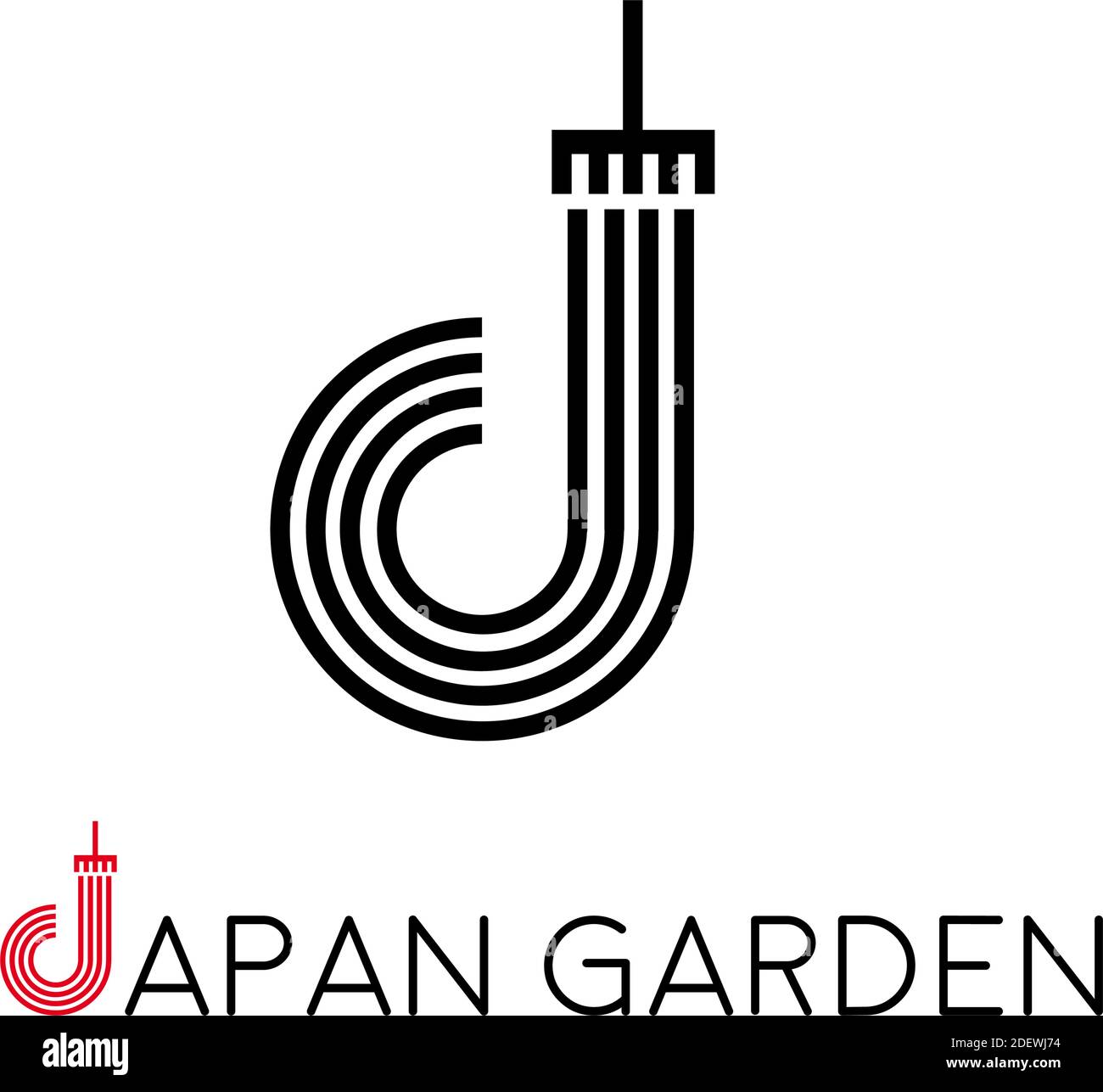 Vector sign letter J, japanese garden Stock Vector