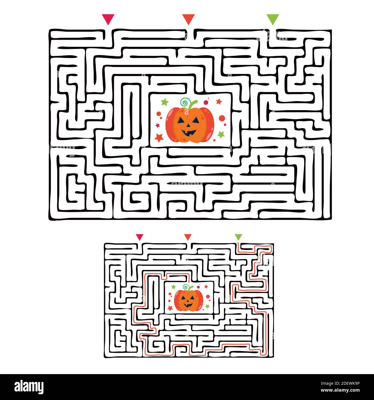 Rectangular halloween maze labyrinth game for kids. Labyrinth logic ...