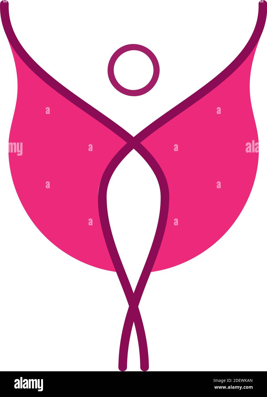 Vector sign pink model. Woman with wings or cloak Stock Vector