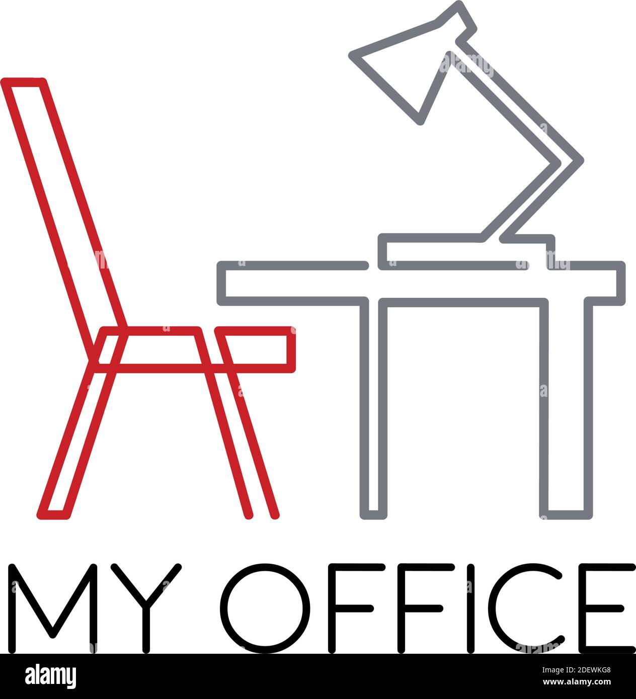 Vector sign modern office. Chair, desk and lamp Stock Vector