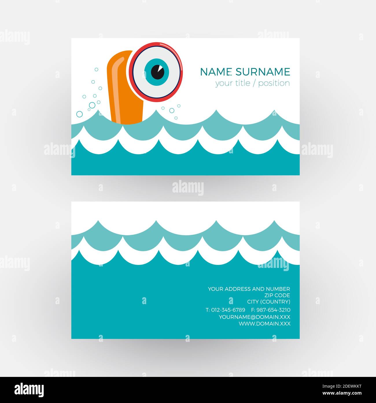 Vector abstract cheerful submarine. Business card Stock Vector